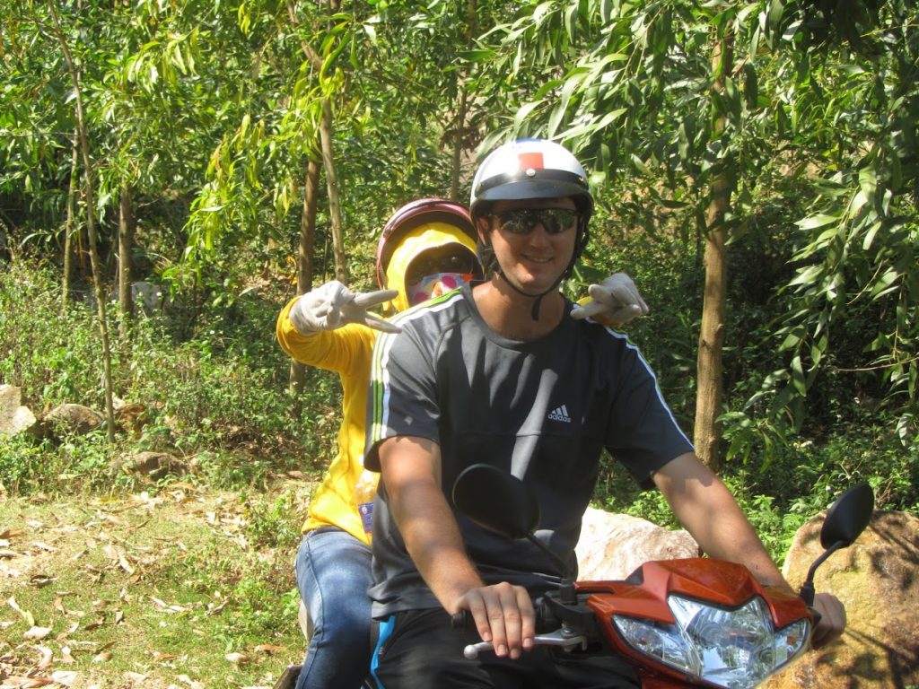 riding a motorbike in the Vietnam countryside