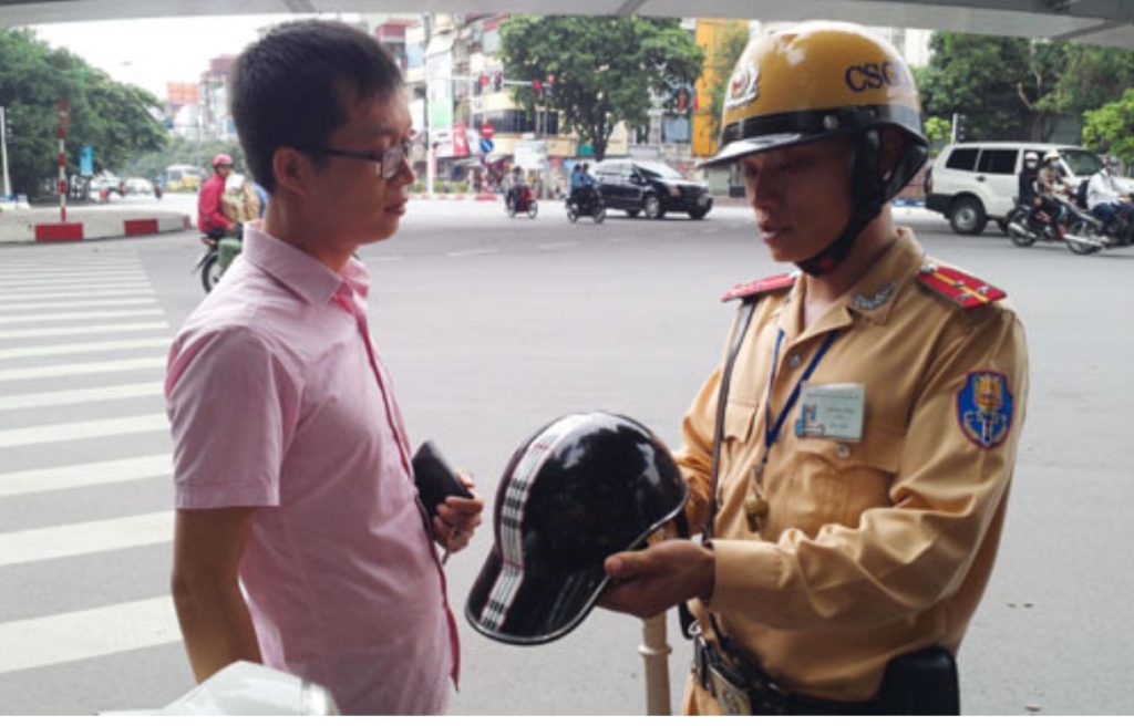 Helmets Vietnam Police Inspect